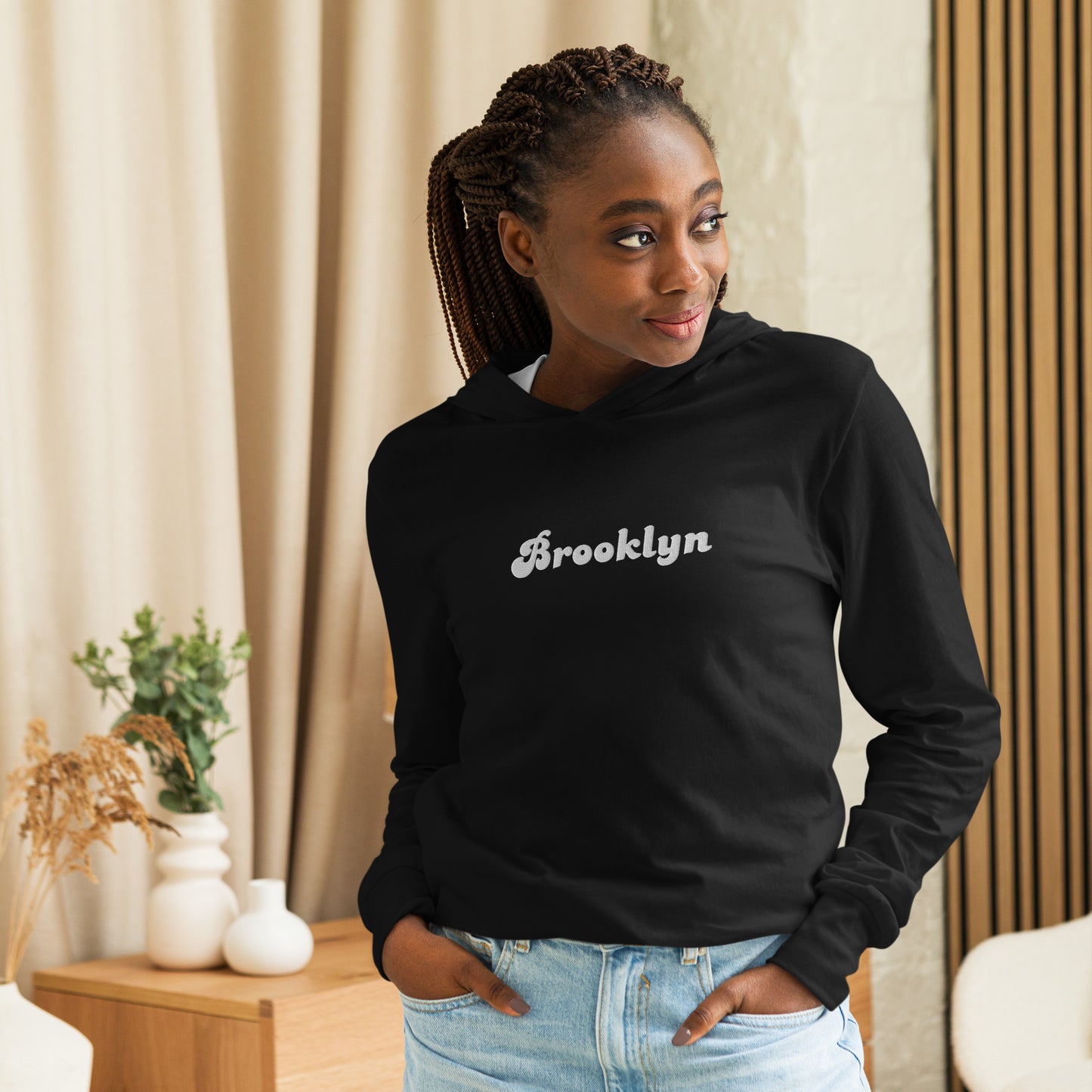 Brooklyn Brodé Sweat à capuche unisexe à manches longues