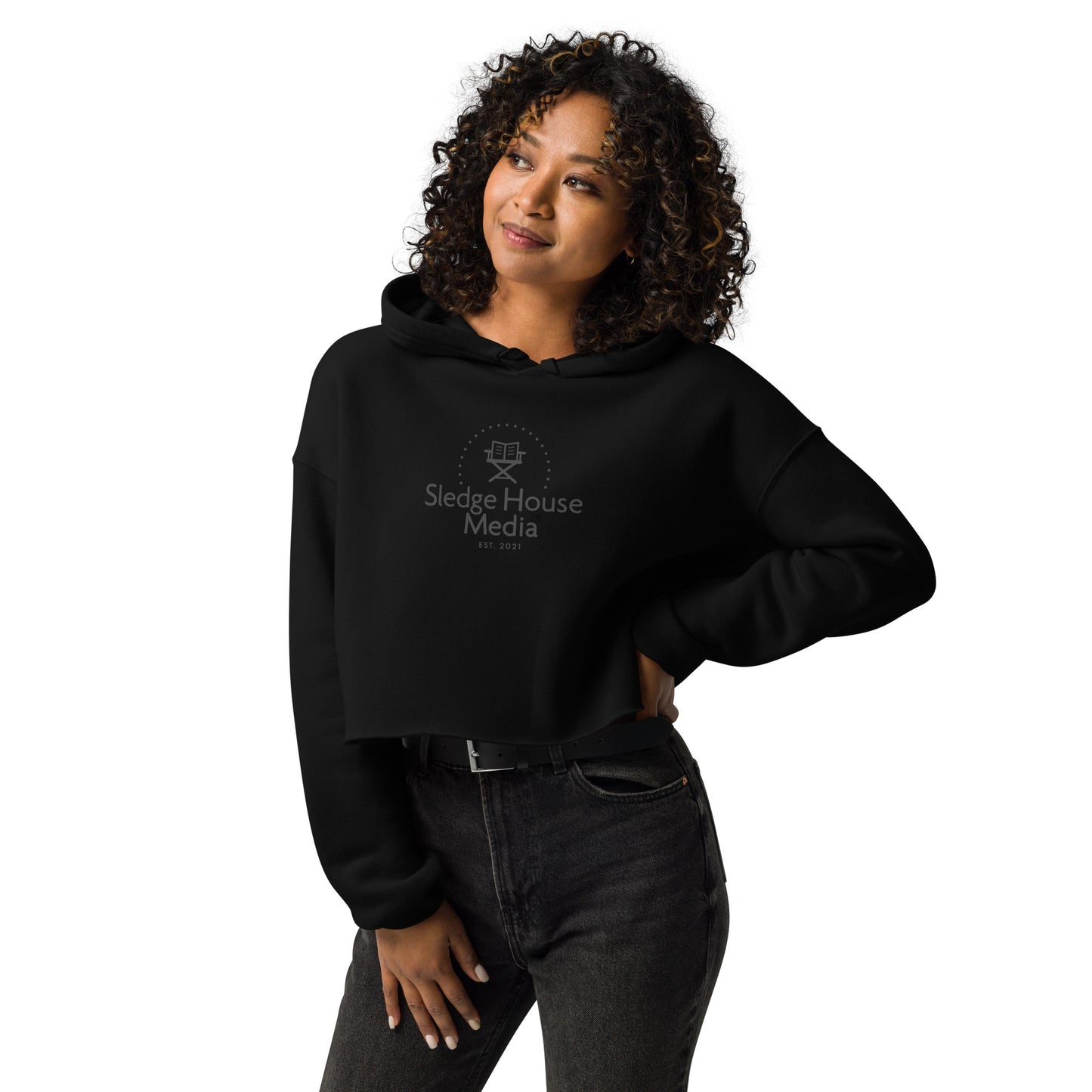 "The OG" Sledge House Media Women's Cropped Hoodie Noir